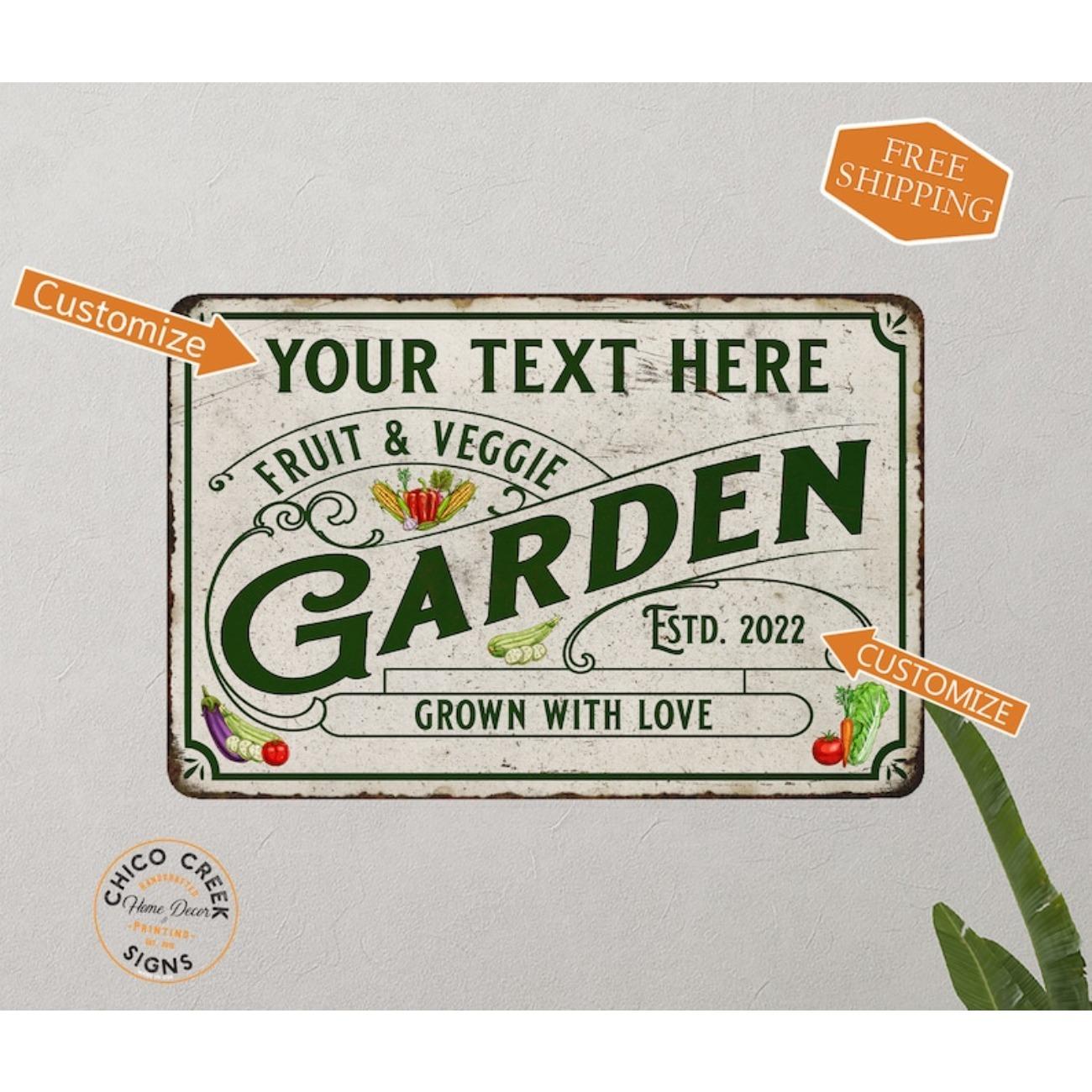 Personalized Metal Tin Sign Fruit Vegetable Garden Wall Art Home Decor белый