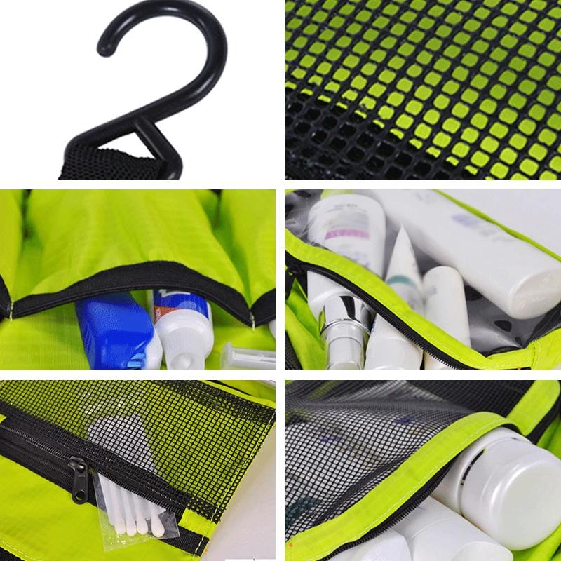 Large Capacity Nylon Wash Bag Lady Portable Travelling Business Trip Practical Cosmetic Skincare Foldable Storage Bag with Hook