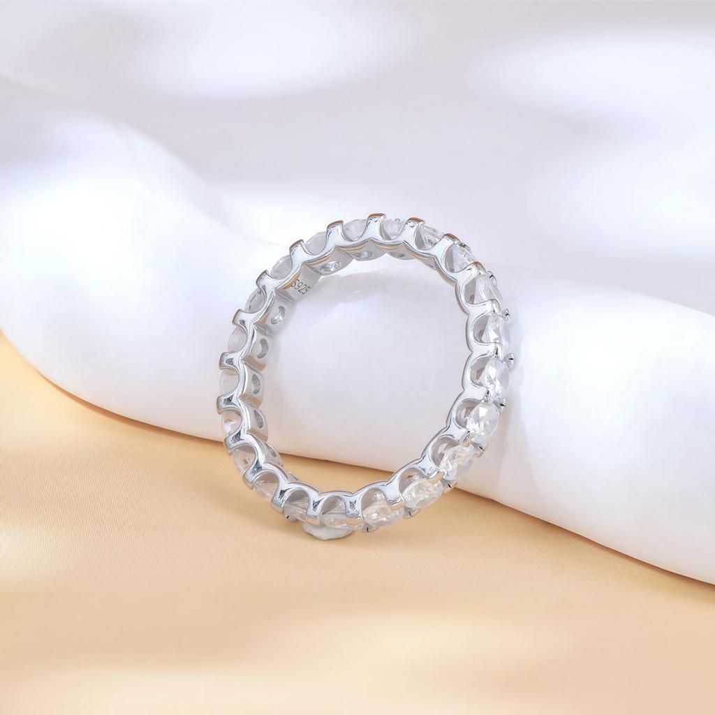 Elegant S925 Sterling Silver Zircon-Inlaid Ring - High-Grade White Gold Proposal Ring for Women