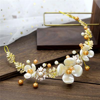 Tiare di Perle Rosa Boemia Copricapo da Sposa Fatto a Mano con Perline Gioielli per Capelli Corona Catena per Capelli Accessori