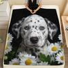 1Pc Flower Dogs Print Flannel Blanket, High Quality Comfortable for All Seasons, Home Decor, Warmth and Comfort, Perfect for Christmas Gifts