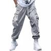 Pantaloni casual da uomo di marca alla moda, multi-tasche, gamba larga