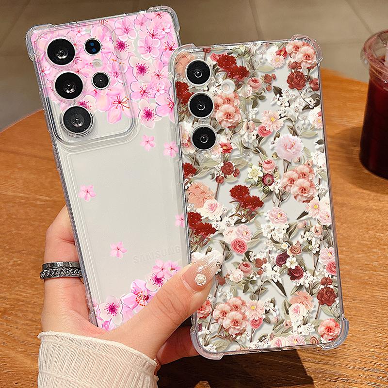 Little Flowers Patterned Phone Case For Samsung Galaxy S26 S25 S24 S23 Ultra S22 Plus S21 S24 S25 FE Clear Shockproof Soft Cover