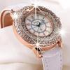 Fashion Ladies Rhinestone Quartz Watches Leather Strap Quicksand Crystal Casual Wrist Watch