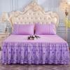 Bedding Bed Skirt Princess Korean Style Princess Purple Lace Bed Skirt 1 Pair Pillowcase Three-piece Bed Cover Twin Bedspreads