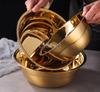 Stainless Steel Basin tureen Thickened Kitchen Bath Household Vegetable Wash gold golden Mixing Bowl Mixed salad Big soup bowl