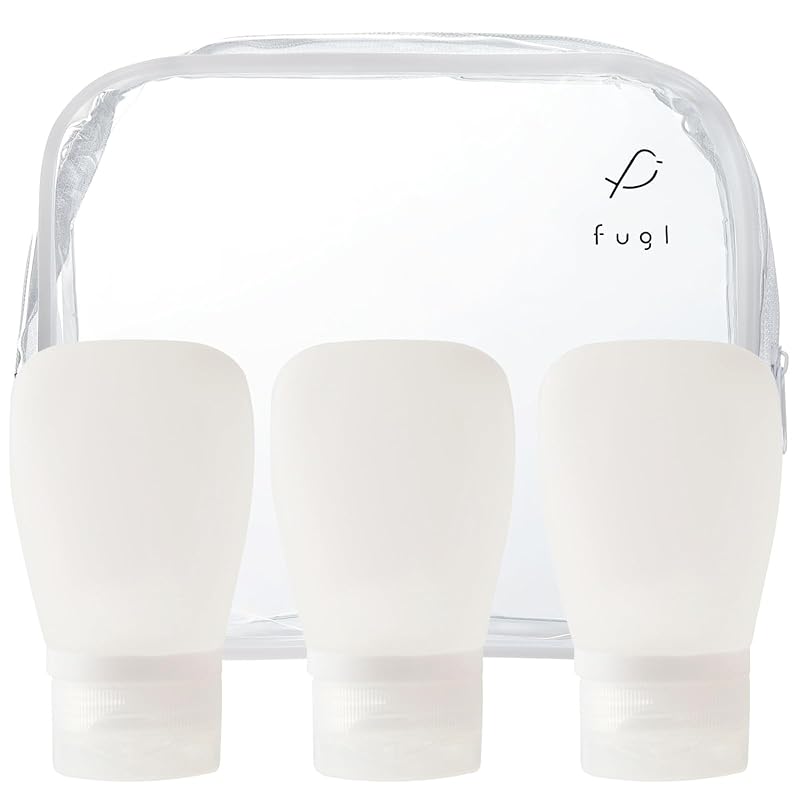 

fugl travel bottle [Visible contents x storage case included] Shampoo bottle refill bottle travel set silicon for travel small bottles 3 piece set