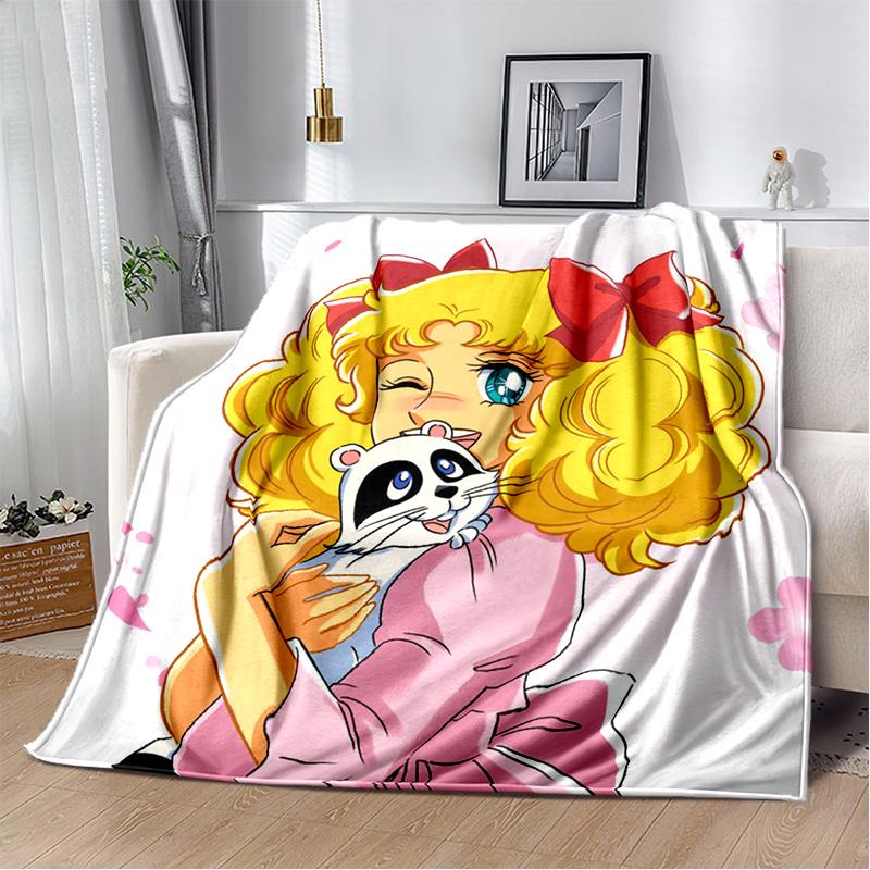Candy Candy 29 Styl Nowy Retro Kreskówkowa Dziewczyna Anime Miękki Pluszowy Koc, Flanelowy Koc Narzuta do Salonu Sypialni Sofa Prezent dla Dziecka