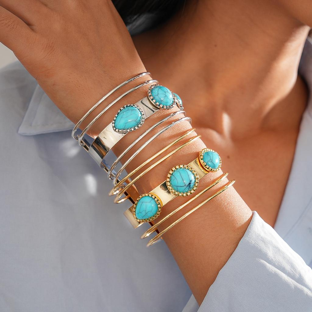 Acrylic geometric round multi-layer open bracelet ethnic style fashion jewelry