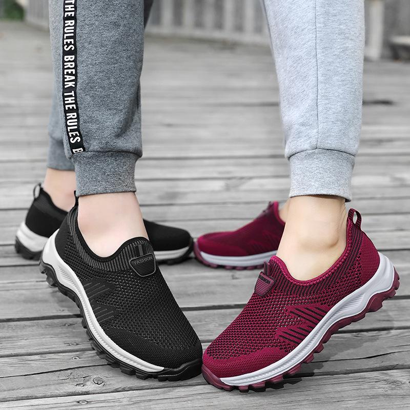 Non-slip Elderly Shoes Women's 2025 Summer Breathable Hollow Single Mesh Shoes Middle-aged and Elderly Mother Shoes Sports Foot Walking Shoes