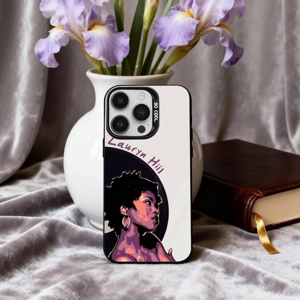 Singer L-Lauryn-N H-Hill-L Phone Case For iPhone17,16,15,14,13,12,11 Plus,Pro Max Black Candy Silver Plated Cover