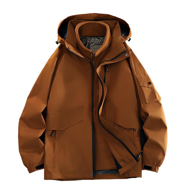 New Outdoor Jacket for Men and Women, Men and Women, Three-in-one Waterproof, Windproof, Oil-proof Mountaineering Men's Clothing Jacket