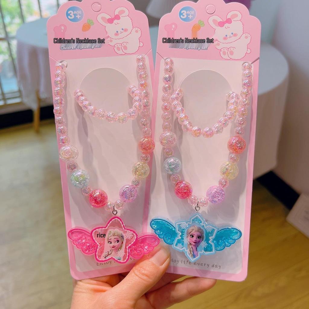 Diamond Frozen Princess Luminous Jewelry Set for Kids - Necklace and Bracelet Gift