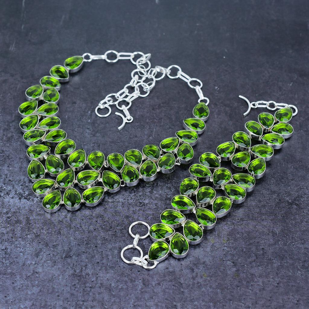 Peridot Gemstone Handmade 925 Sterling Silver Jewelry Set m9m25