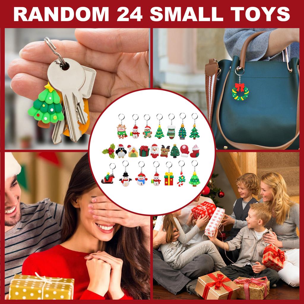 Weihnachts-Schlüsselanhänger Blind Box 24-Tage Adventskalender Set