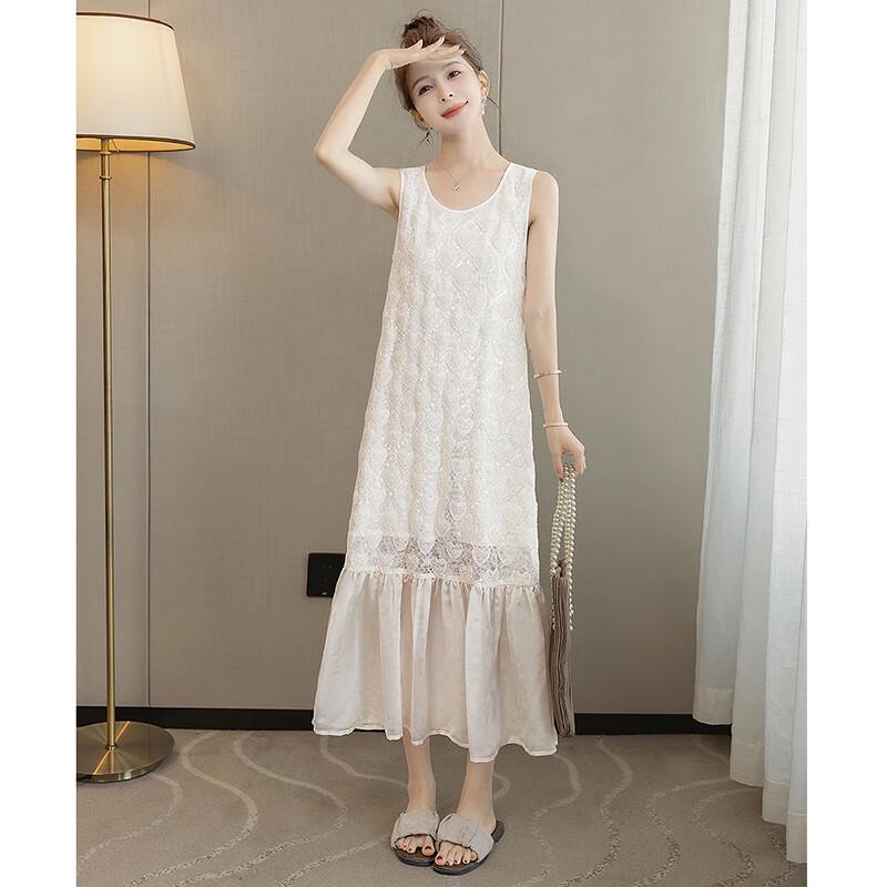 Women's Mesh Patchwork Vest Long Dress