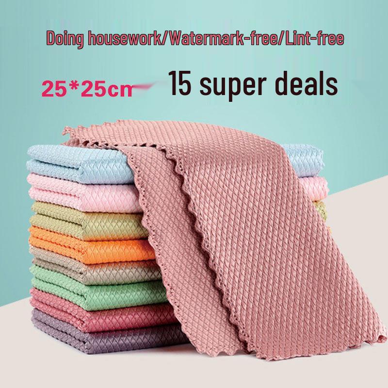 Jiemengzhe Fish Scale Glass Cleaning Cloths, 15 Pack