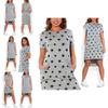 Summer Women Stars Printed Clothing Loose Fit Knee-length Casual Dress In Cotton Blend