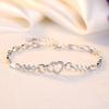 New 925 Sterling Silver Bracelet Purple Crystal Zircon Heart For Woman Charm Bracelet Jewelry Gift