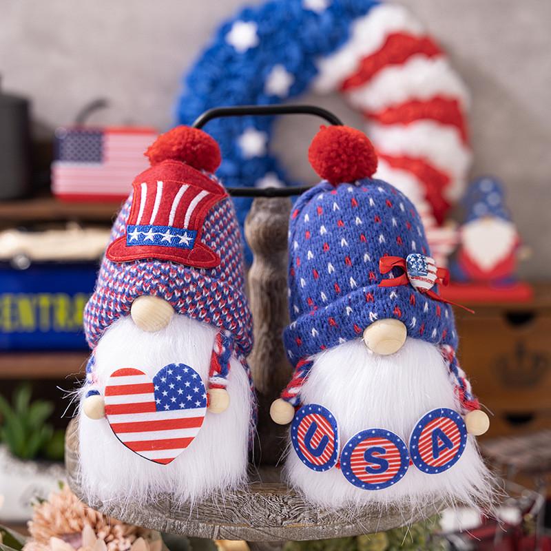 Cute Independence Day Usa Flag Gnome Plush Decoration For Festive Home Decor