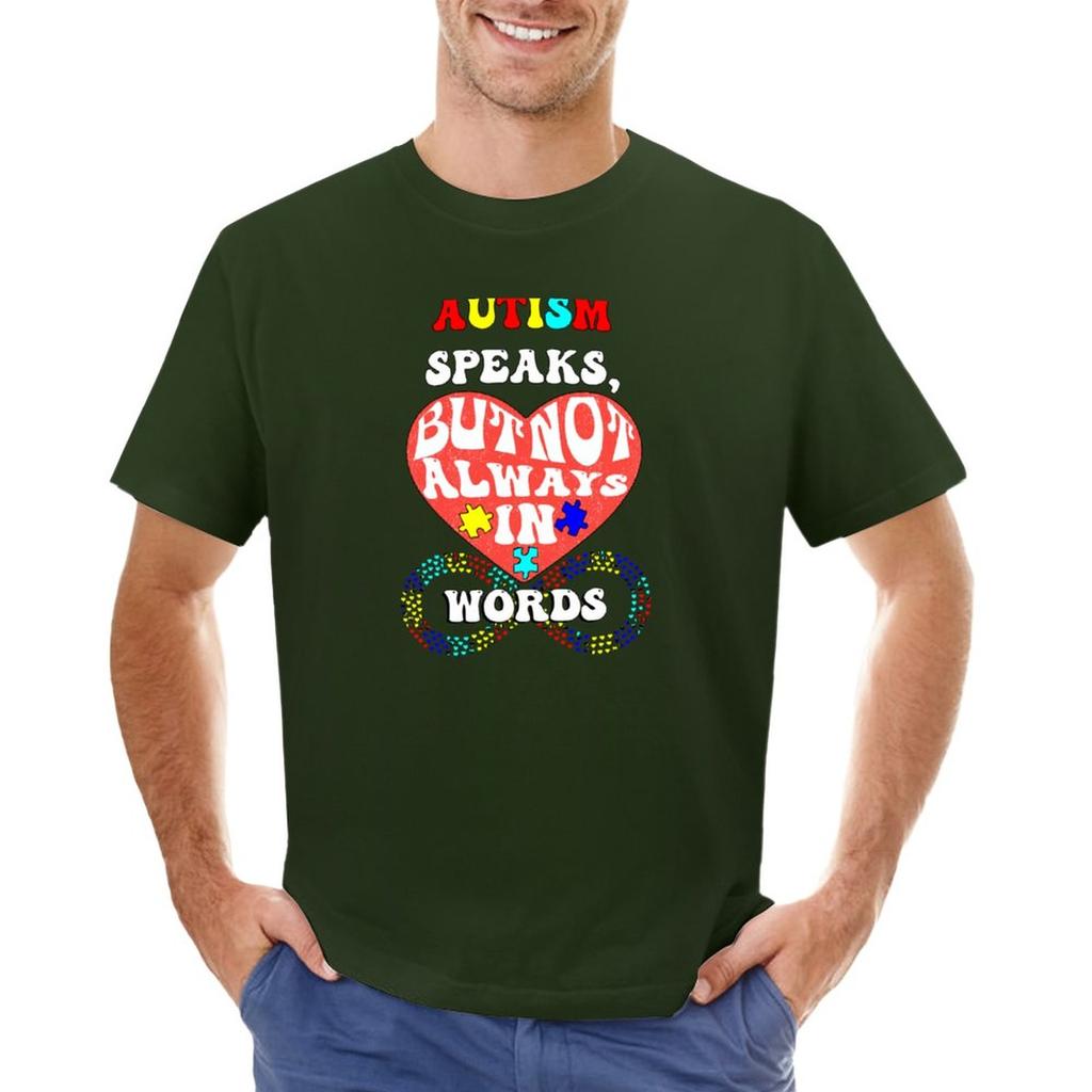 Autism talar, men inte alltid med ord T-shirt för autismmedvetenhet sommarkläder Unisexkläder