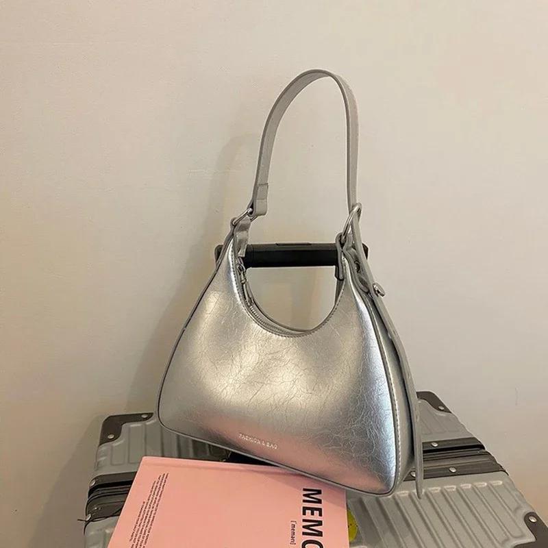 French Style Armpit Bag for Women  New High-end Versatile Designer Shoulder Bags Retro Waxed Oil Leather Bag