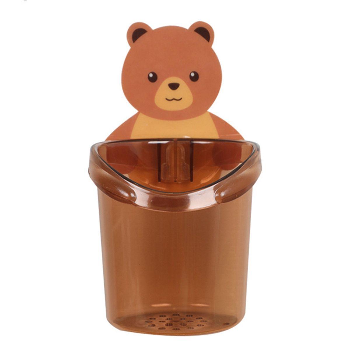 

Bathroom Bear Shaped Cute Suction Cup Toothpaste Rack Toothbrush Holder Razor Stand Cup Organizer coffee
