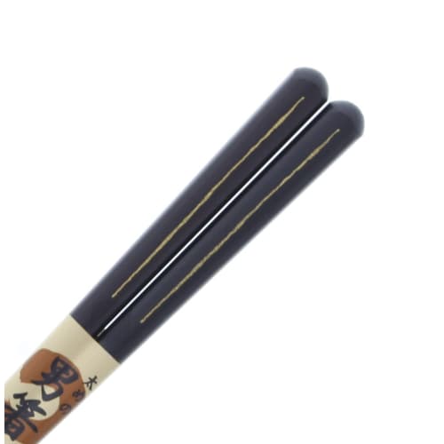 Ishida Japanese-made Chopsticks for Men, Thick, Black Sen Ichihan, Ebony, Lacquered, 23.5cm