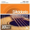 D'Addario Daddario Acoustic Guitar Strings Phosphor Bronze .009-.045 12 Strings Extra Light 10 Se...