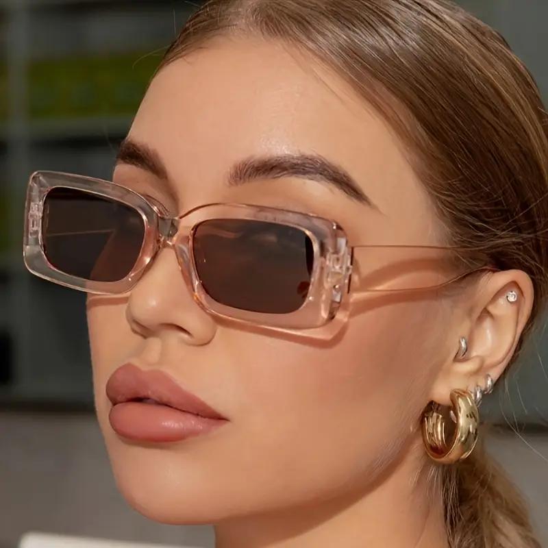 1 Pz Occhiali Rettangolari alla Moda Stile Donna - Montatura in Vetro PC Resistente Tartan Vestibilità Multicolore - Ottimi per Festa in Spiaggia e Festival