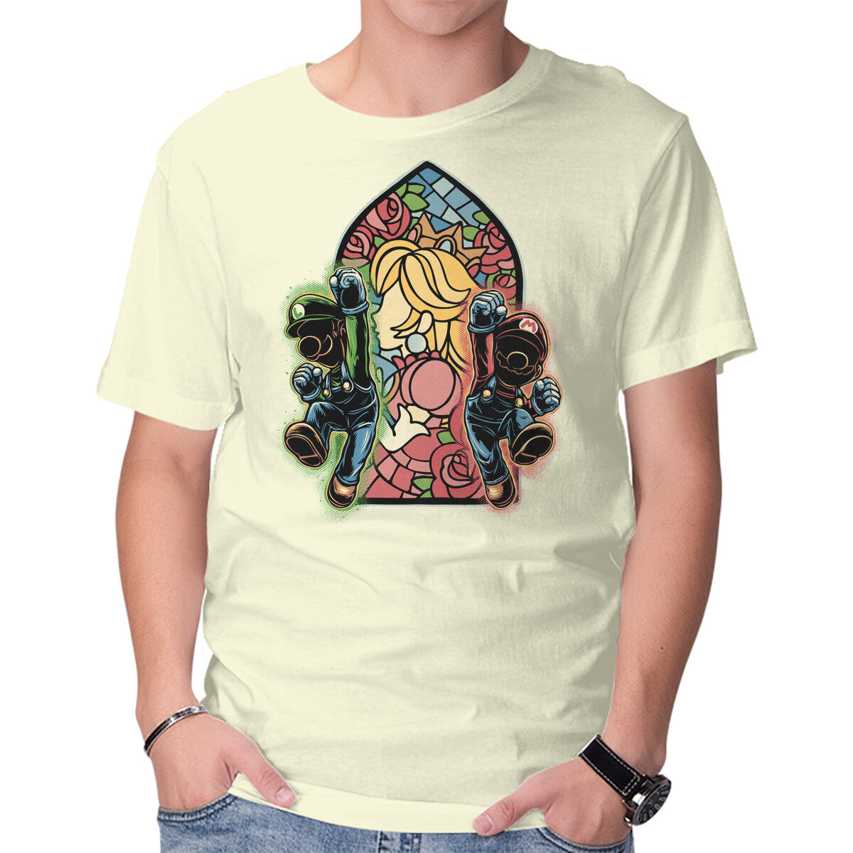 Unisex Crew Neck T-Shirt Stained Glass Of Hope Graphic Short Sleeve Casual Tee M