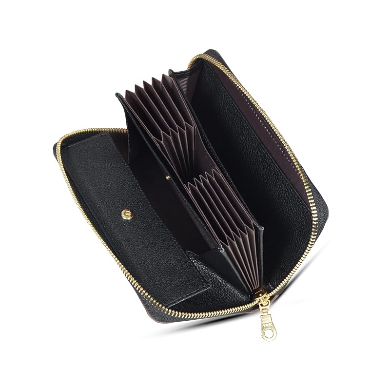 

[AOITA] wallet ladies long wallet genuine leather large capacity box type coin purse Easy to get coins out Bellows multifunctional YKK zipper Vertical