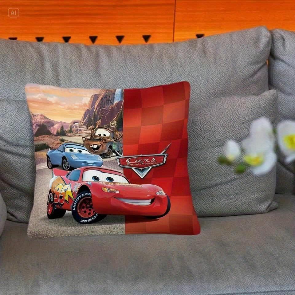 Light Up Your Space with Cars-Themed Cartoon Pillowcase! Sofa Cushion Cover, Bedroom Room Home Decoration