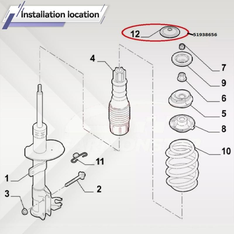 ABS Upper Nut Cover for Front Suspension Protective Front Shock Mount Cover 51938656 Replacement Suitable for Vehicle 