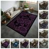 Gotische Violette Rosenranke Verzierter Rahmen Schwarzer Rutschfester Teppich Dunkel Hexenhaft Floral Vintage Waschbarer Innenbereich Teppich