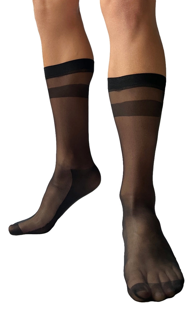 Black Lycra Milan Socks - Barcode Berlin - Transparent Mesh
