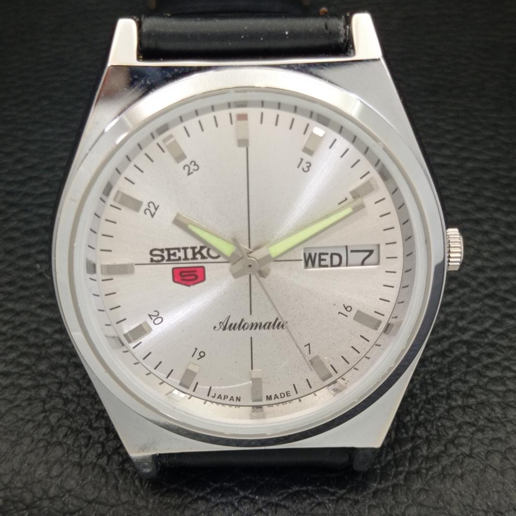 REFURBISHED VINTAGE SEIKO 5 AUTOMATIC JAPAN MENS SILVER DIAL WATCH a434679-2 R121-a434679