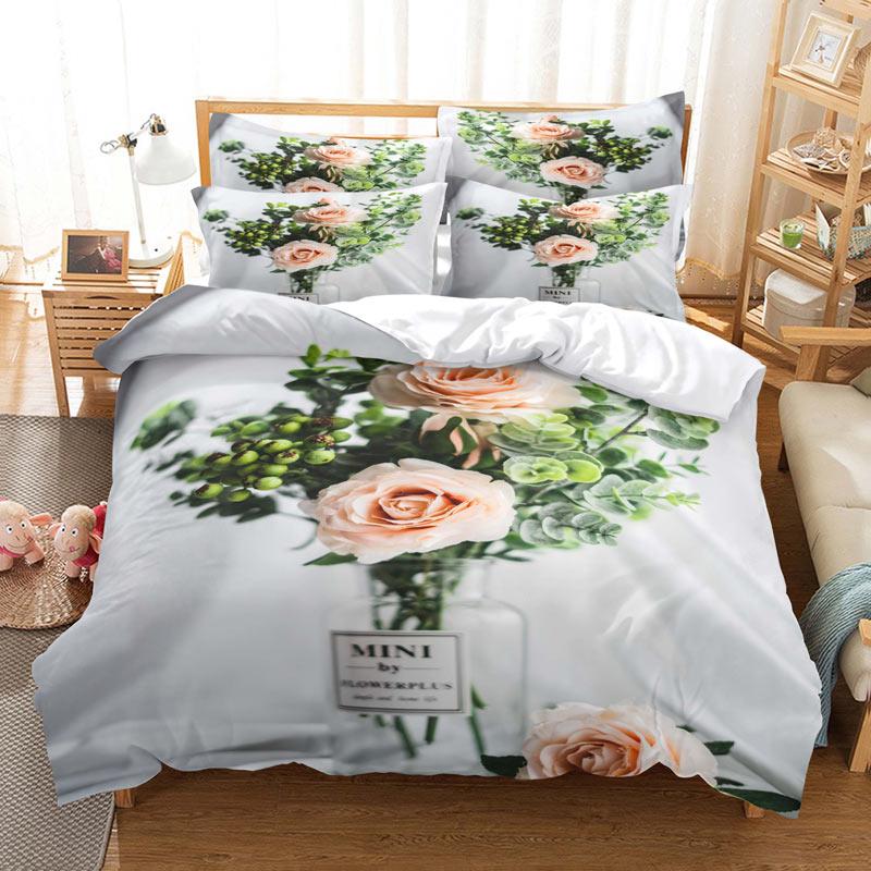 Pink Rose Duvet Cover Set Romantic Themed Valentine's Day Mother's Day Gift Bedding Set Queen King Size Polyester Quilt Cover