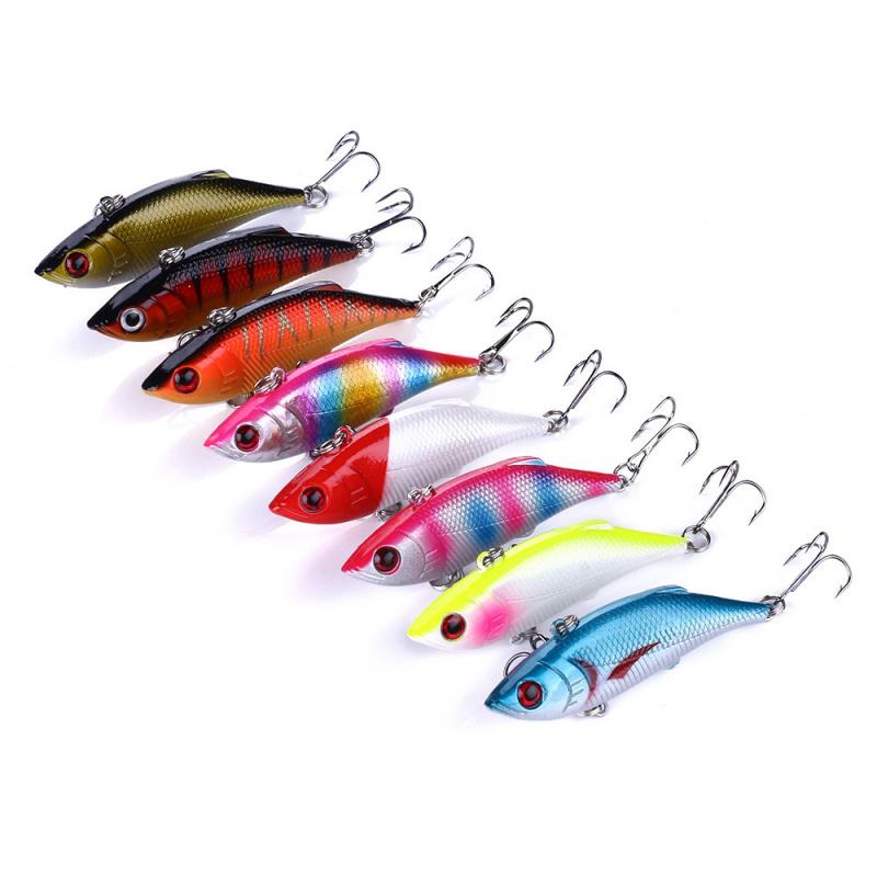 Micro-ObjectVIBLure bait8PCSSuit8CM 11.8GPlastic lure for largemouth bass, shiny lure for long-distance casting, freshwater all-