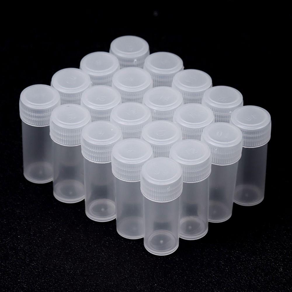 

50Pcs Screw Cap Test Tubes Translucent Vials Sample Container for Office School Chemistry Supplies