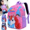 Adorable Unicorn Print Backpack With Ergonomic Design For Kids In Pink And Purple
