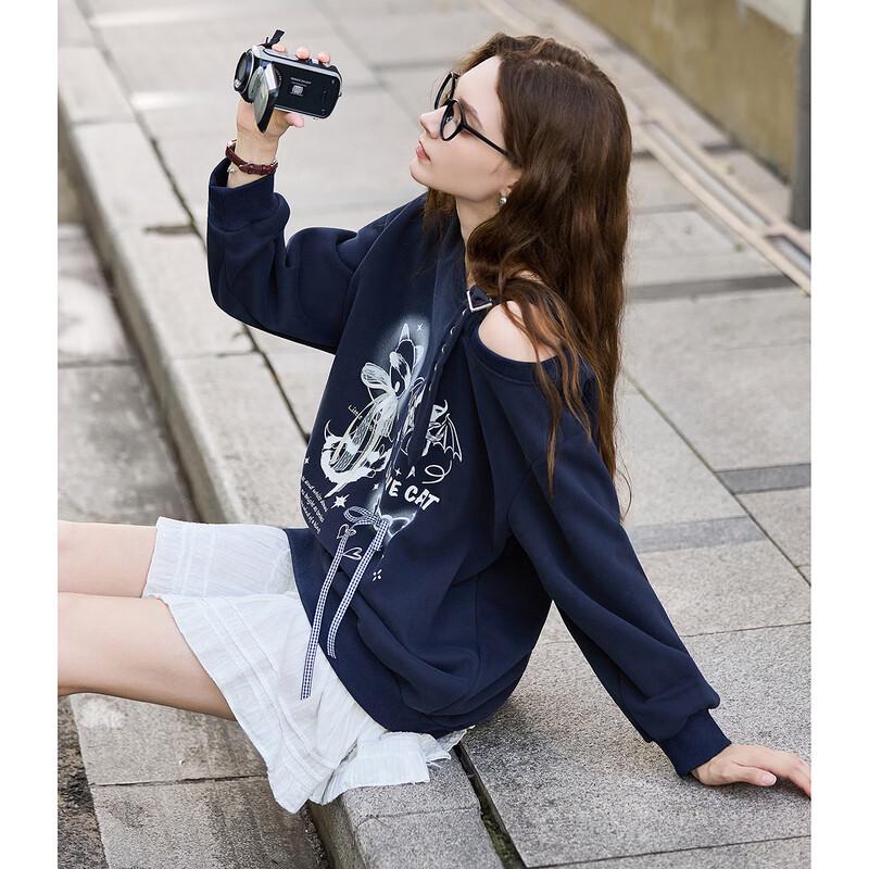 

TonLion Women s Printed Drop Shoulder Sweatshirt M