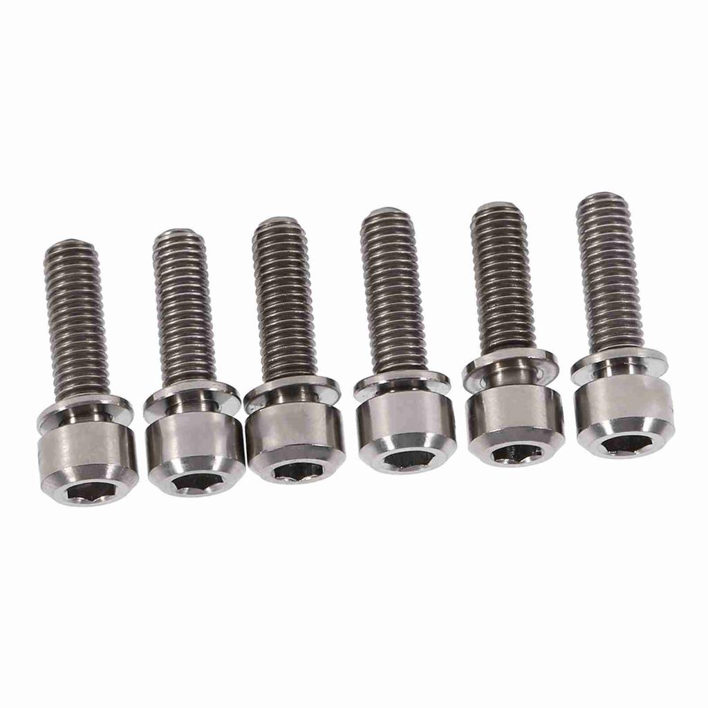 6pcs Titanium Alloy M5 X 18mm Bolts Screw With Washers Set For MTB Bicycle Stem