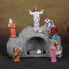 Resins LED Light Resurrection Scene Miniatures Figurines Set Detailed Figures for Easters Tabletop Decoration Ornaments