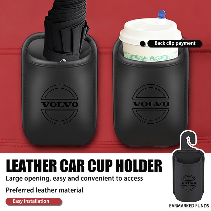 Leather Car Seat Cup Holder Hang Drink Storage Box Accessorie For Volvo S60 S80 S90 C30 XC40 XC60 XC70 XC90 V40 V60 V90 T6