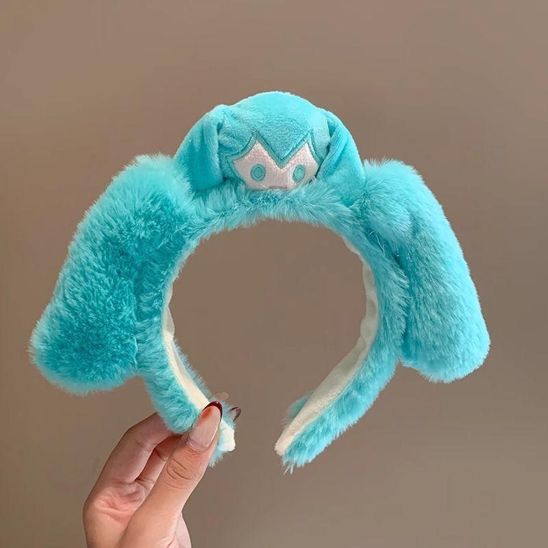 Kawaii Hatsune Miku Plush Headband Cartoon Cute Plush Doll Headband Wide-Brimmed Hairpin Photo Headdress Creativity Girl Gift