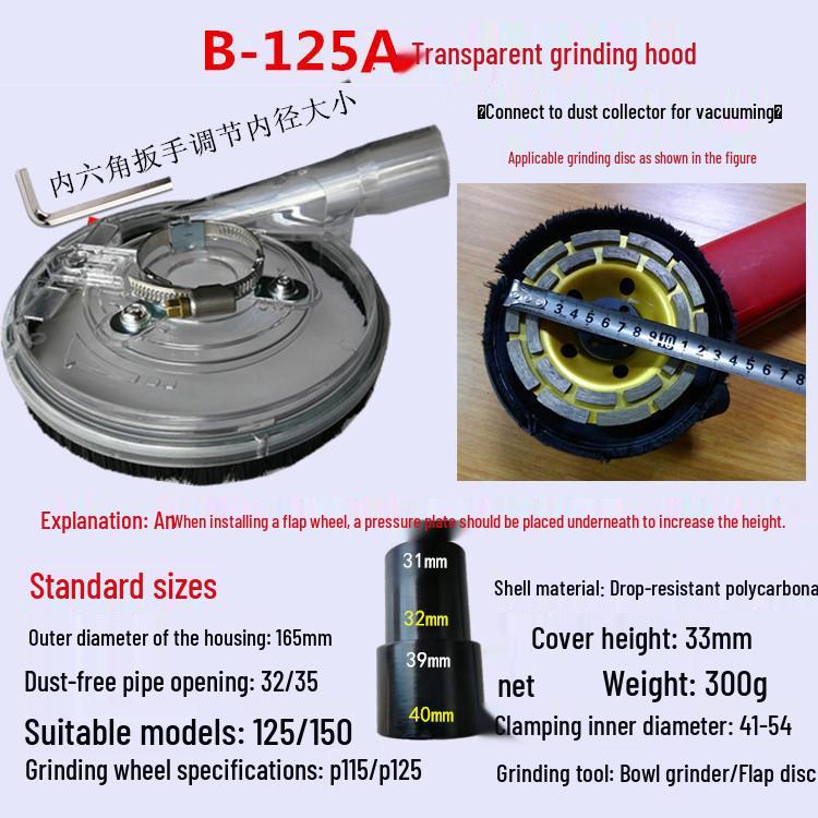 Bobang 125 Dust Collection Cover for 5-Inch Angle Grinder and Stone Polisher