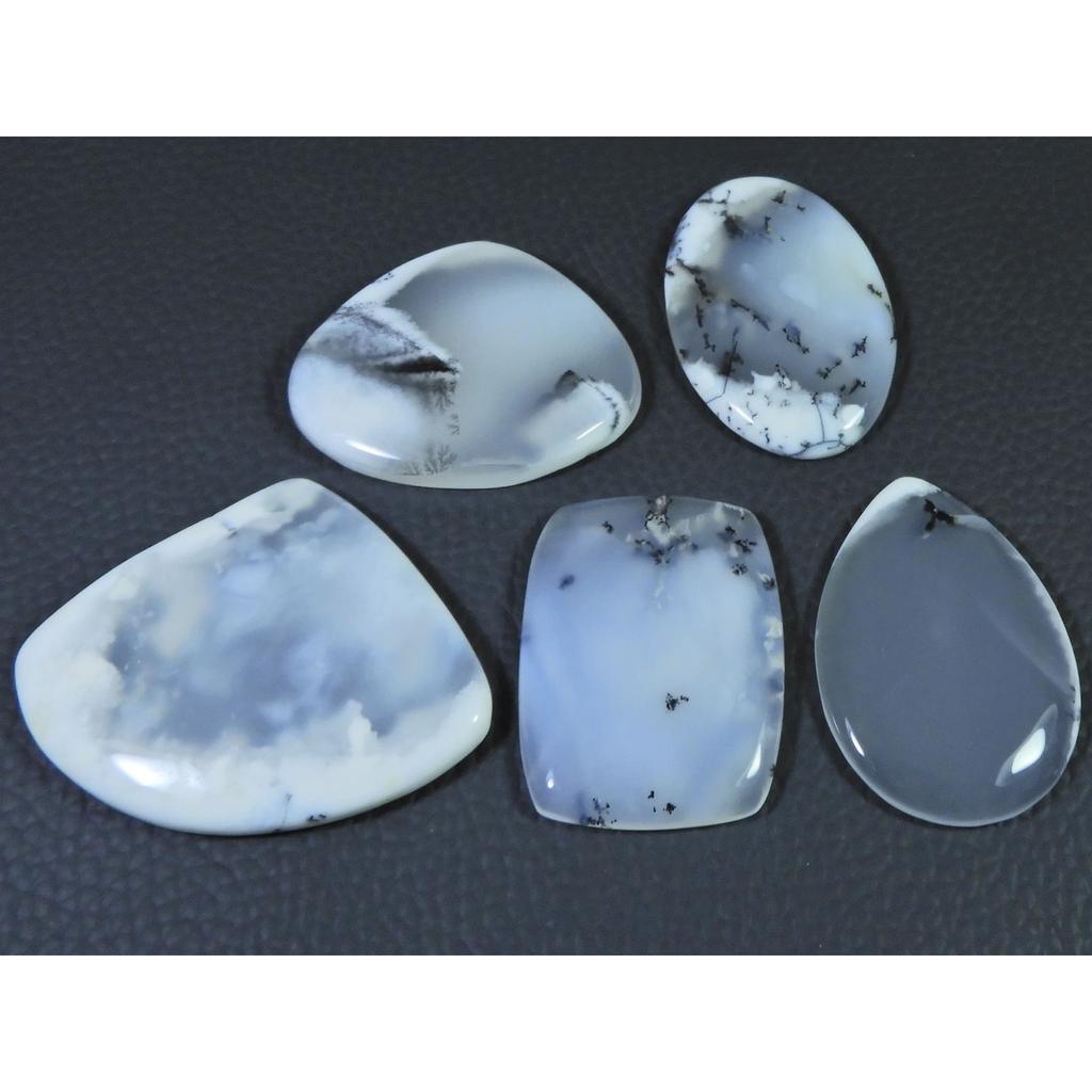 200Cts. Natural Dendrite Opal Agate Mix Cabochon Loose Gemstone 05 Pcs Lot C-1320