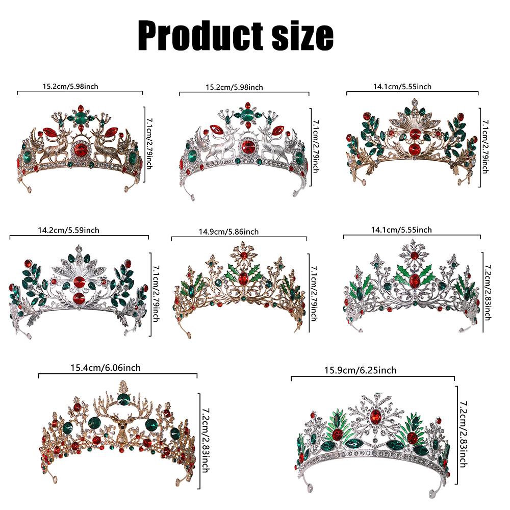 1 Stück Exquisite Weihnachtskrone Elegantes Strass Metall Haaraccessoire Geeignet zum Tragen Weihnachtsfeier Unisex Weihnachtsgeschenk