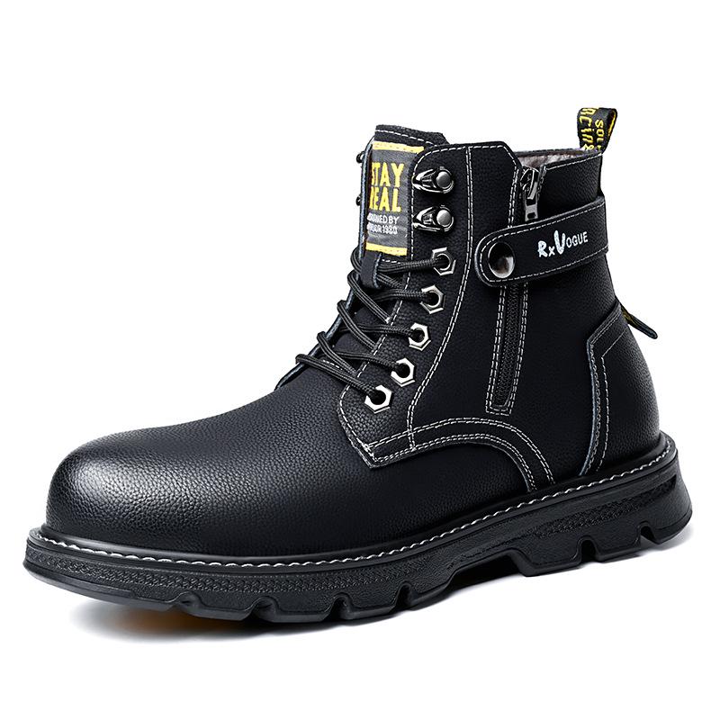 

Мужские модные ботинки Martin: Универсальная британско-корейская обувь средней посадки из натуральной коровьей кожи, модная повседневная зимняя обувь. 40